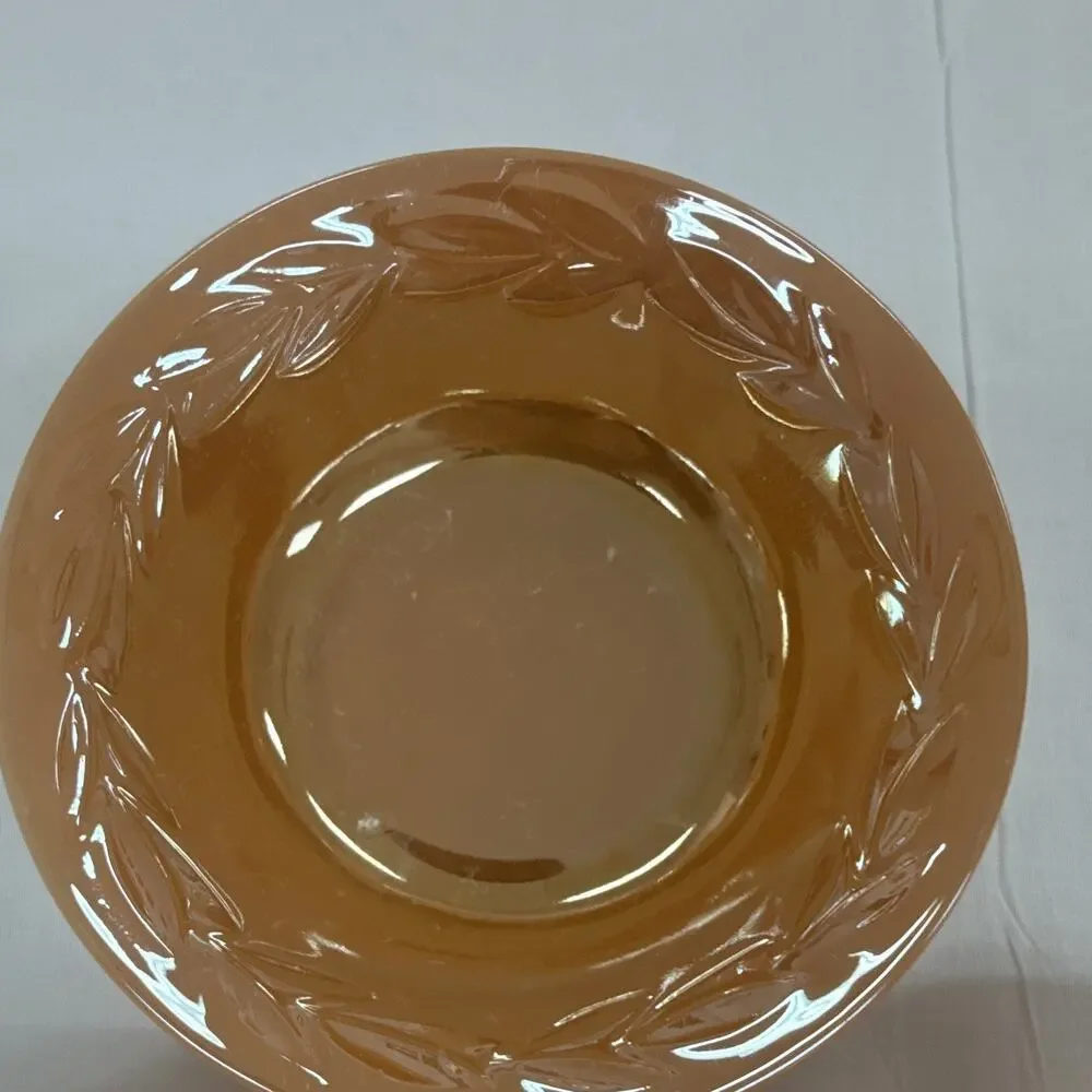 Copied - Pink Pressed Glass Leaf Pattern Round Bowl, Glossy Finish,
